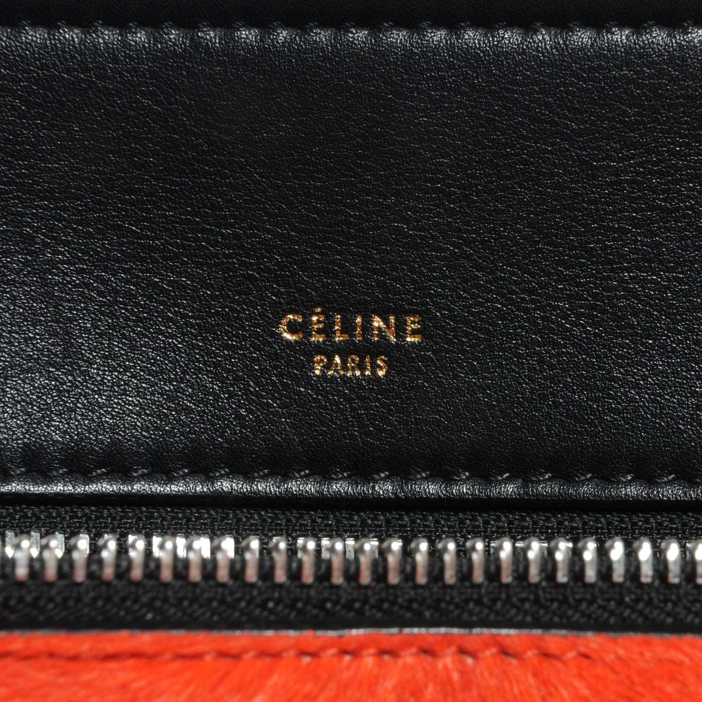 Pony Hair Medium Edge Shoulder Bag Vermillion