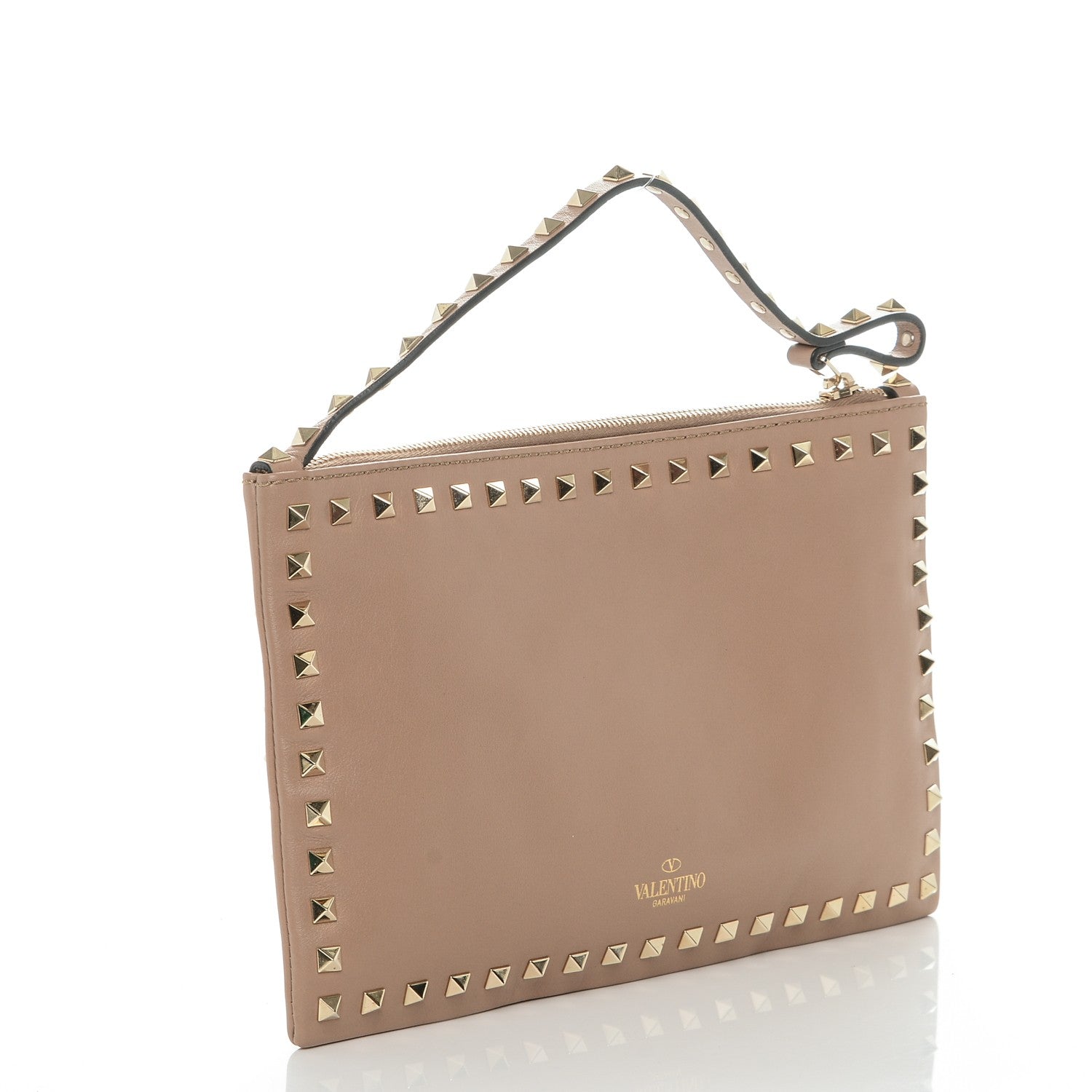 Valentino Garavani Vitello Rockstud Zip Handle Pouch Poudre 3 of 6