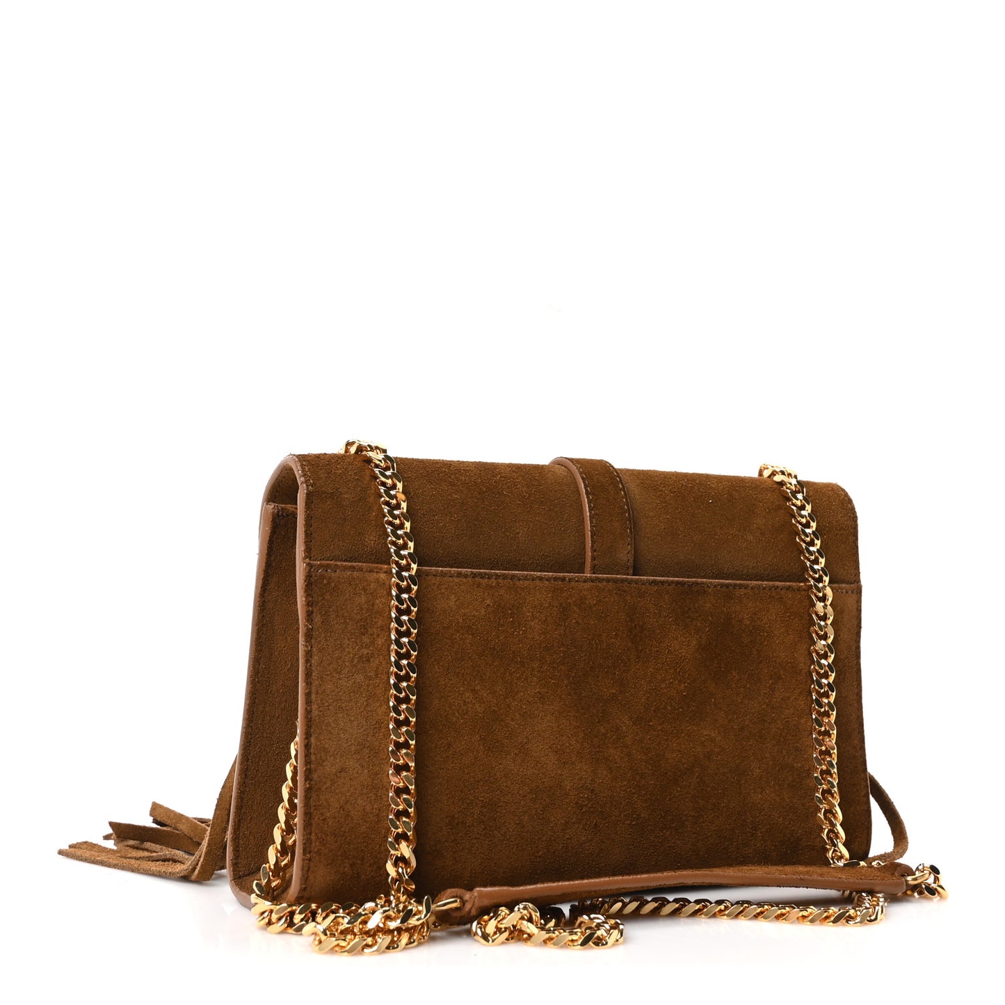 Suede Fringe Small Monogram Satchel Light Ocre