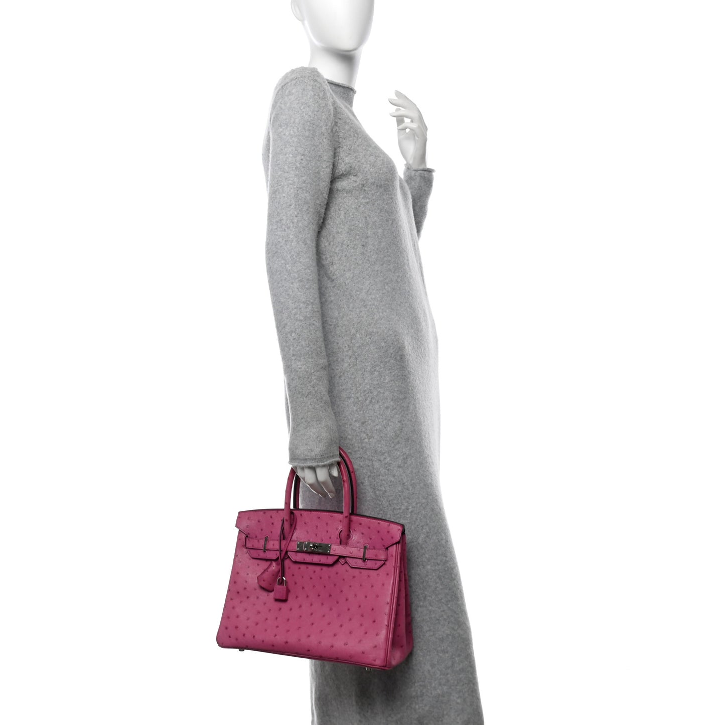 Ostrich Birkin 30 Rose Pourpre
