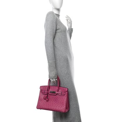 Hermes Ostrich Birkin 30 Rose Pourpre 2 of 13