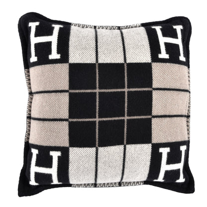 Hermes Wool Cashmere Avalon III Pillow PM Ecru Black 1 of 4