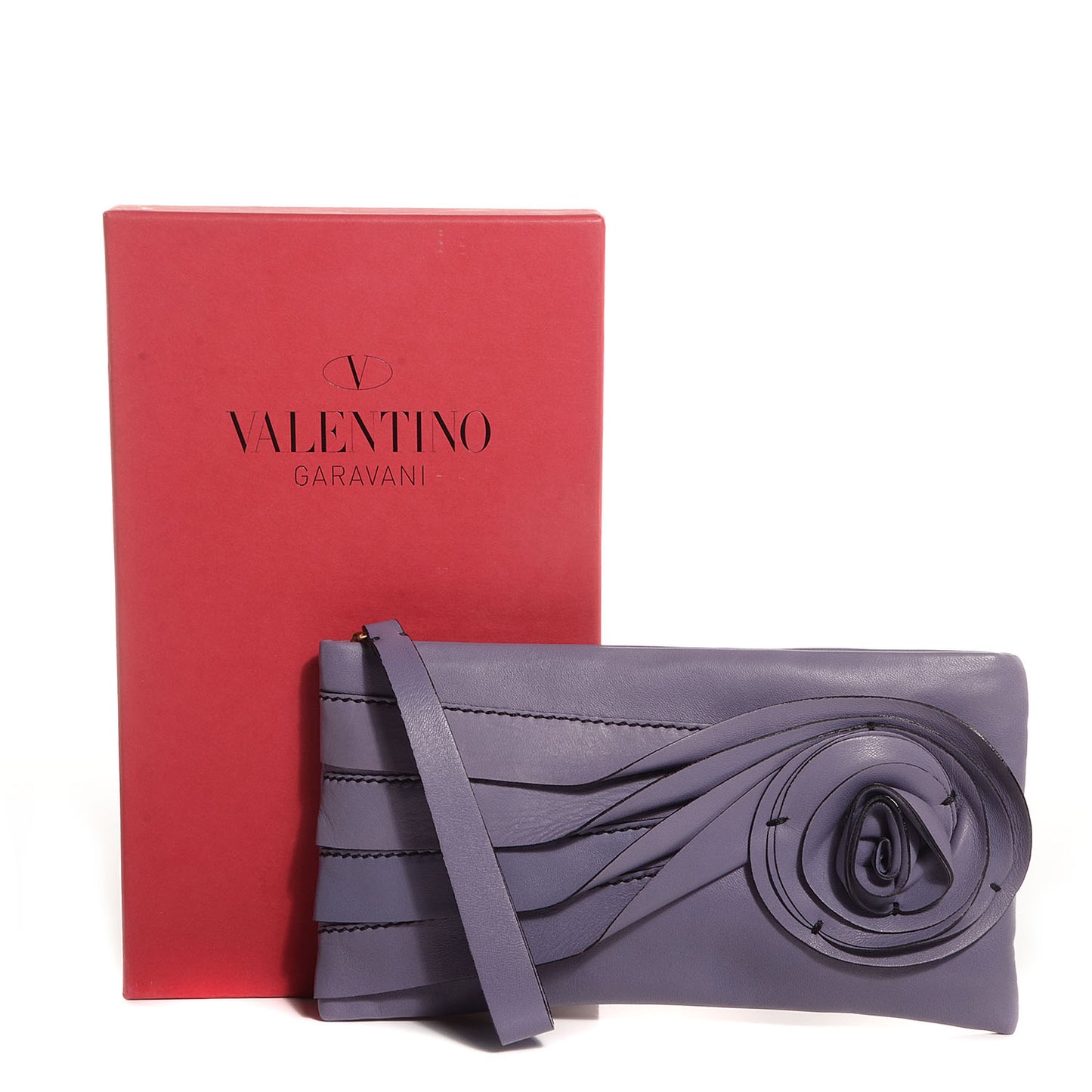 Nappa Leather Draped Rose Wristlet Purple