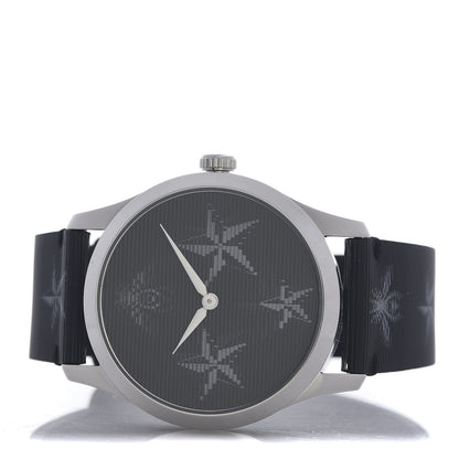 Gucci Stainless Steel Calfskin 38mm G-Timeless Bee Star Hologram Quartz Watch Black 3 of 5