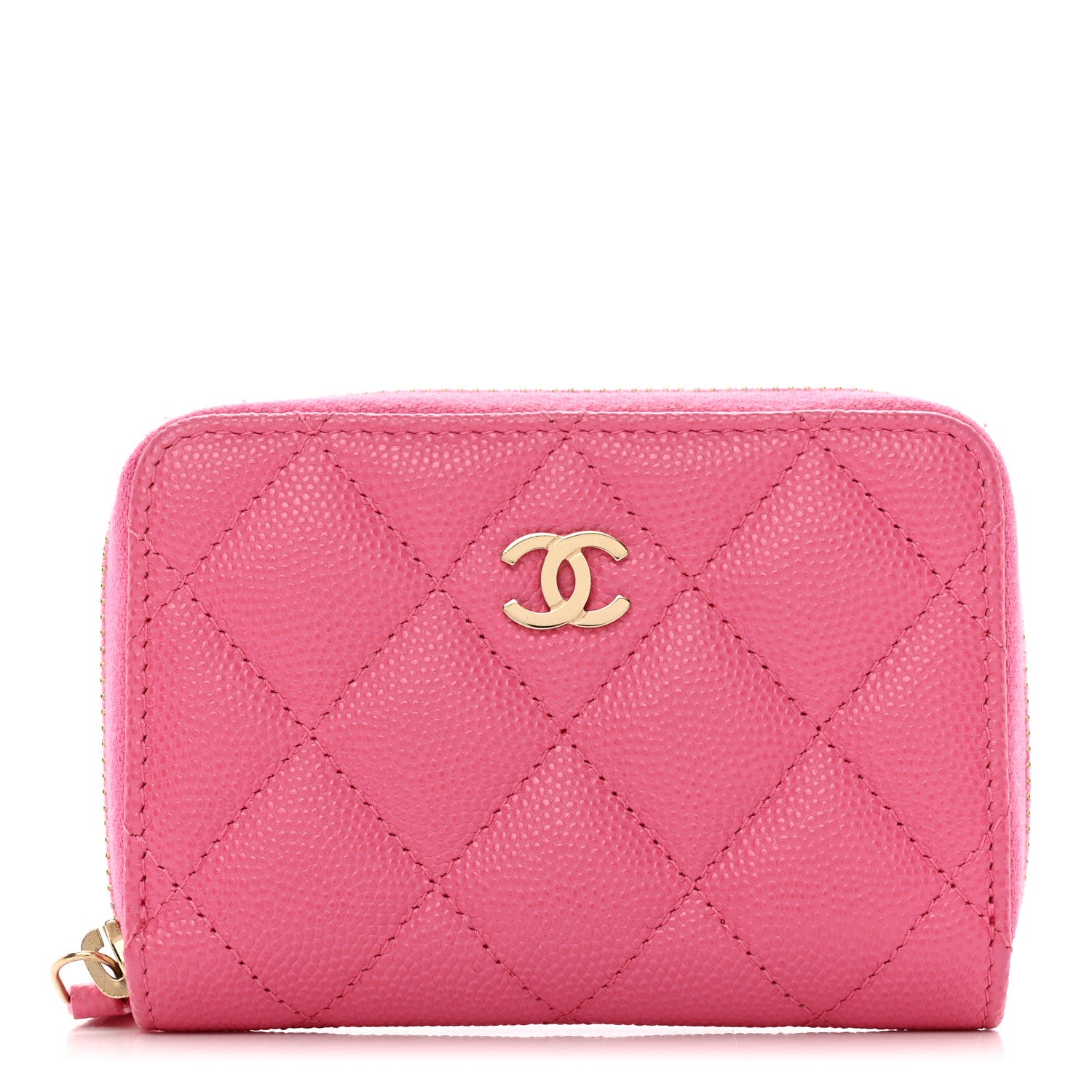 Chanel Caviar Quilted Zip Coin Purse Pink 1 of 7