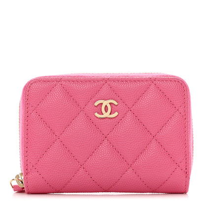 Chanel Caviar Quilted Zip Coin Purse Pink 1 of 7