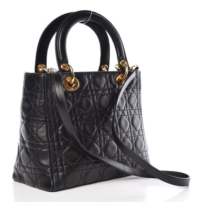 Christian Dior Lambskin Cannage Medium Lady Dior Black 4 of 14