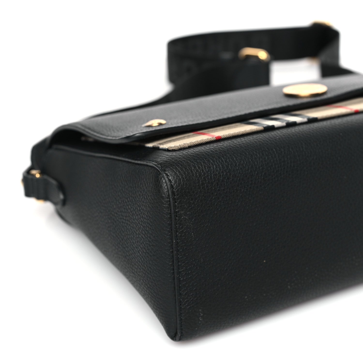 Burberry Grainy Calfskin Vintage Check Note Crossbody Bag Black 7 of 8