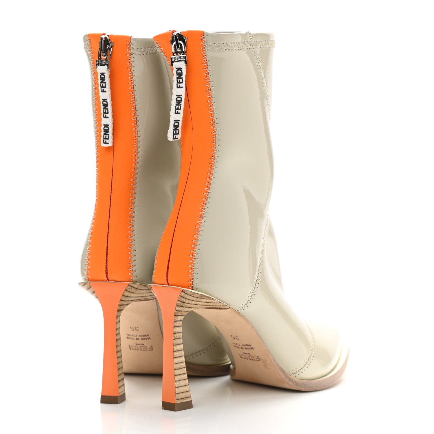 Fendi Glossy Neoprene FFrame Ankle Boots 35 Pietra 4 of 7