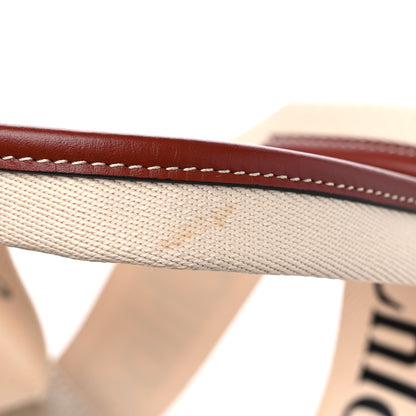 Chloe Cotton Calfskin Medium Woody Ribbon Tote White Brown 9 of 9