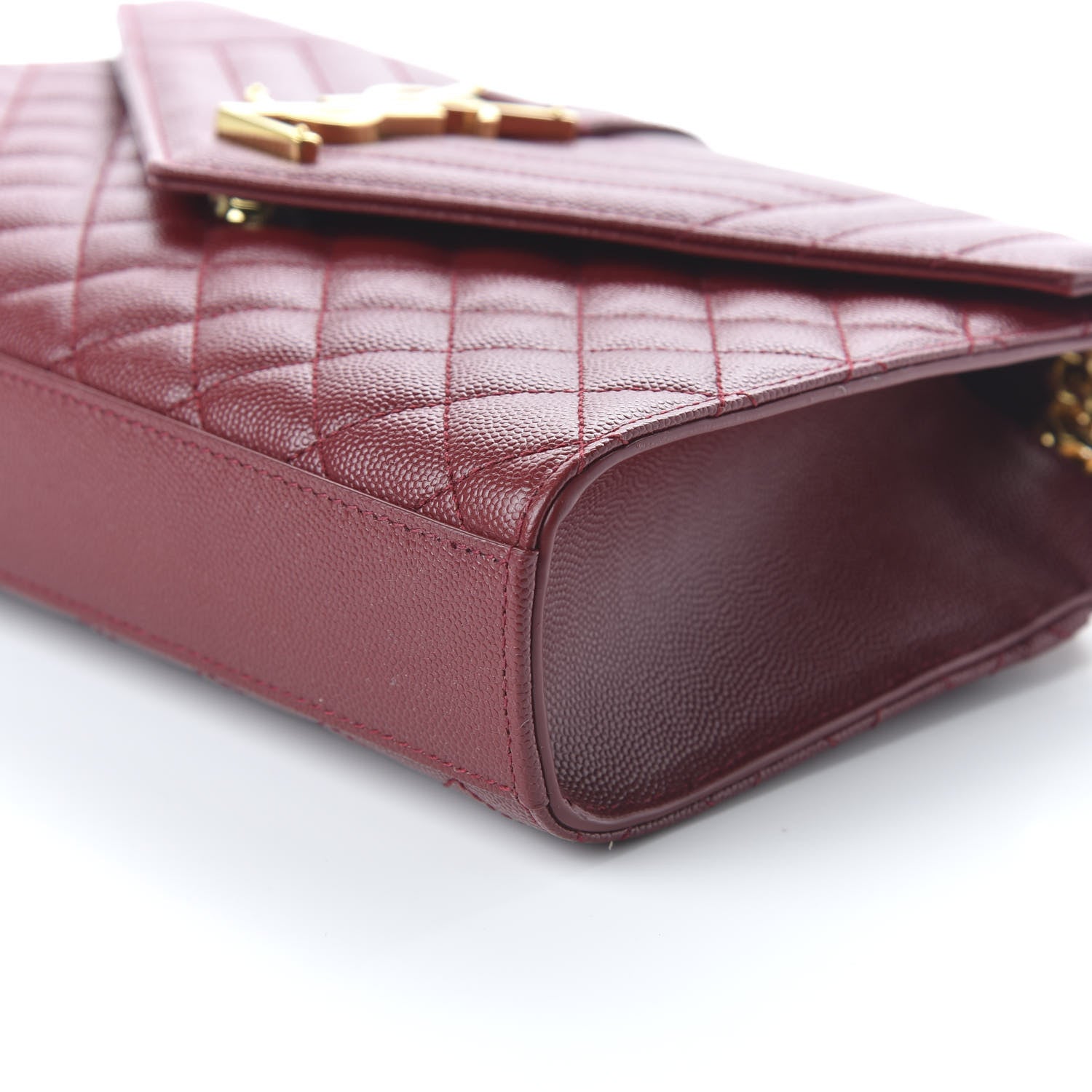 Saint Laurent Grain De Poudre Textured Mixed Matelasse Triquilt Medium Monogram Satchel Oxblood 7 of 9