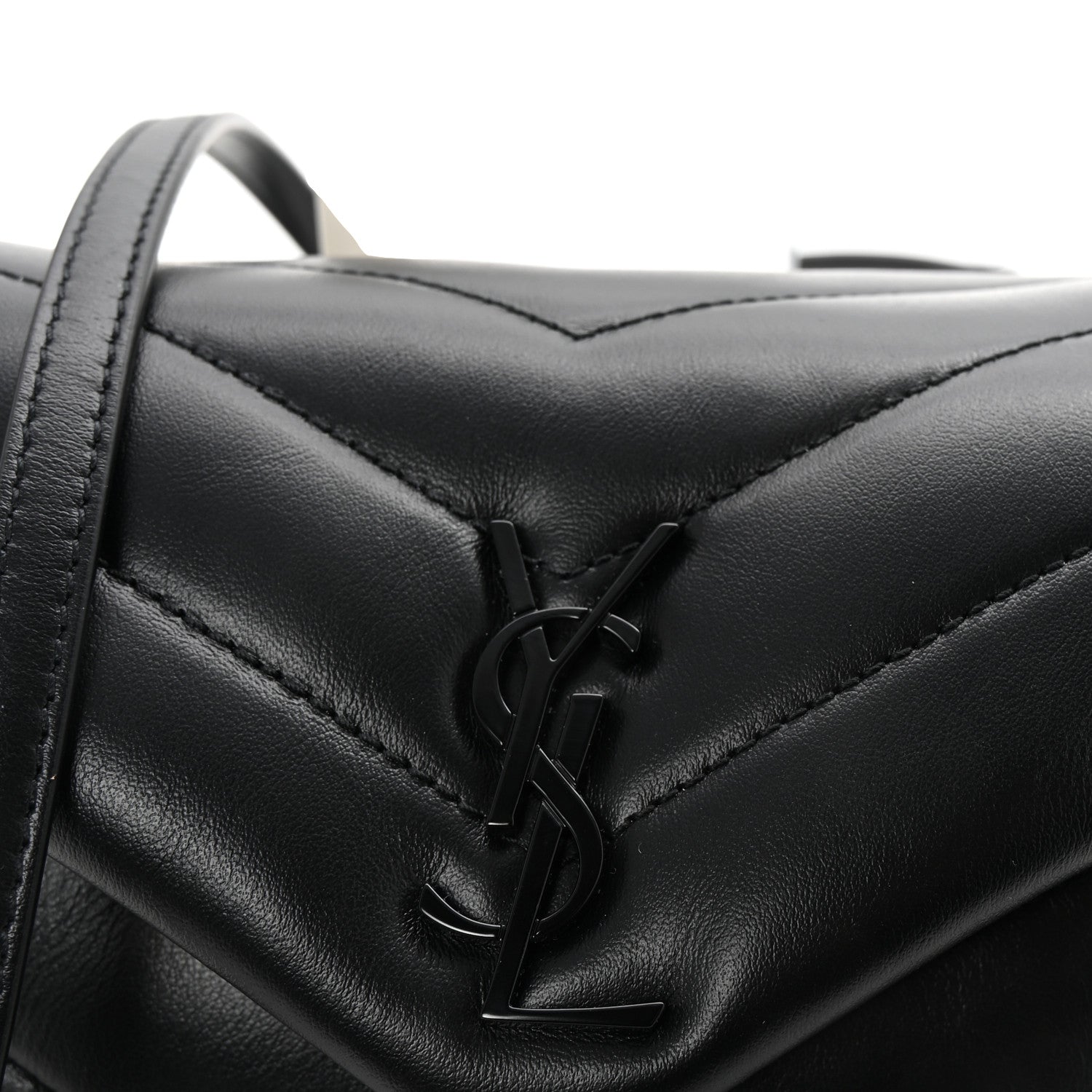 Saint Laurent Calfskin Y Quilted Monogram Monochrome Toy Loulou Crossbody Bag Black 7 of 10