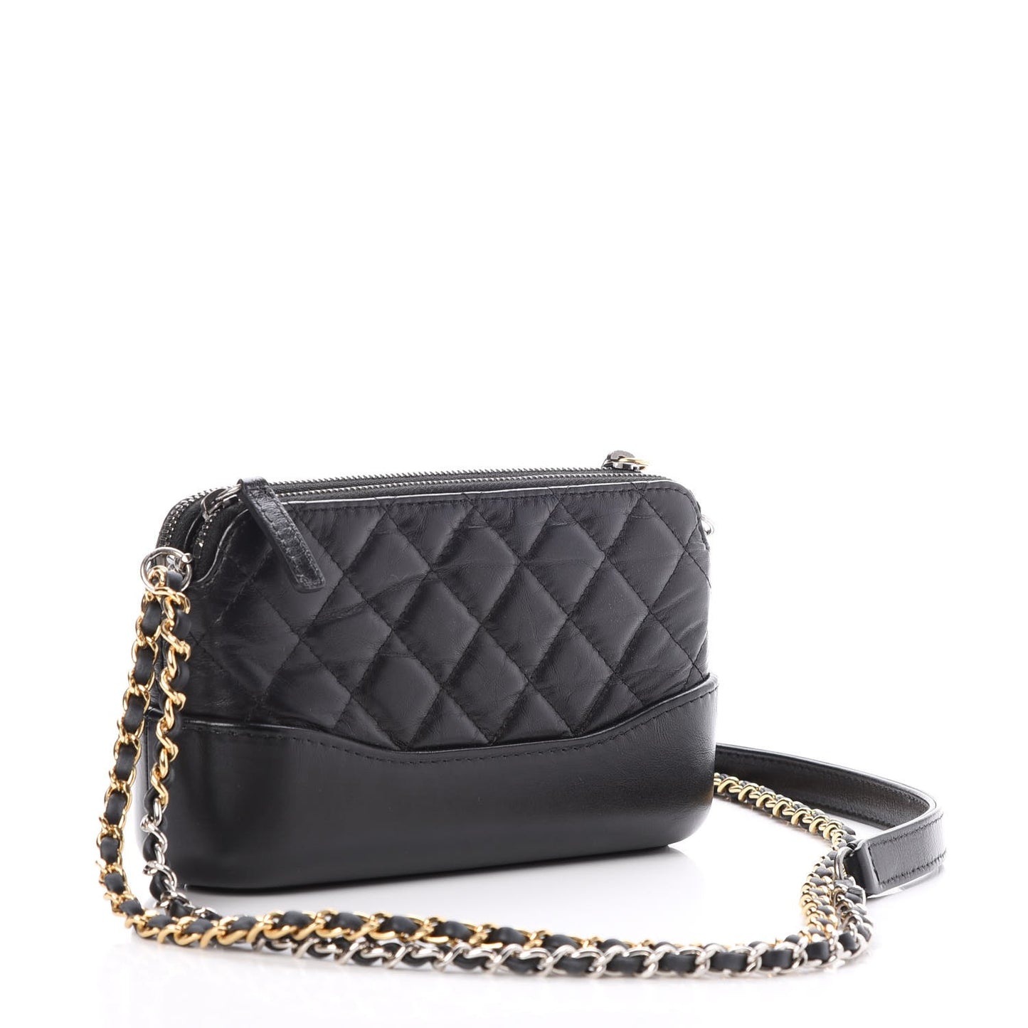 Aged Calfskin Quilted Small Gabrielle Clutch With Chain Black