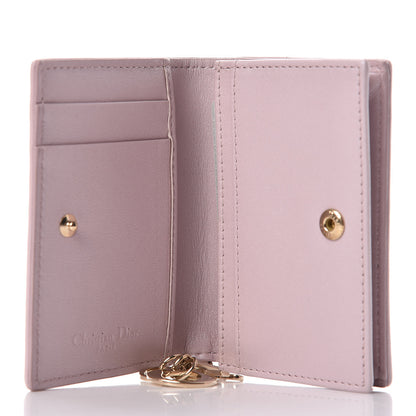 Christian Dior Lambskin Cannage Small Lady Dior Flap Card Holder Lotus 6 of 8