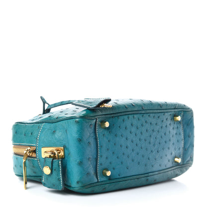 Prada Ostrich Bowler Blue 4 of 10