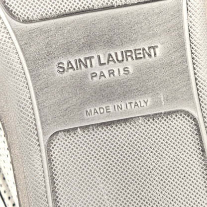 Saint Laurent Metallic Calfskin Perforated Court Classic SL/10H High Top Sneakers 39 Silver 6 of 10