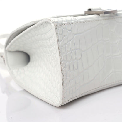 Balenciaga Calfskin Crocodile Embossed Small Hourglass Top Handle Bag White 8 of 15