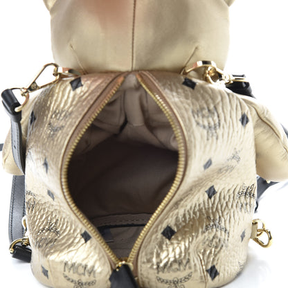 MCM Calfskin Visetos Bear Zoo Doll Backpack Gold 5 of 9
