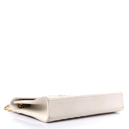 Saint Laurent Grain De Poudre Matelasse Chevron Large Monogram Satchel Dove White 3 of 15