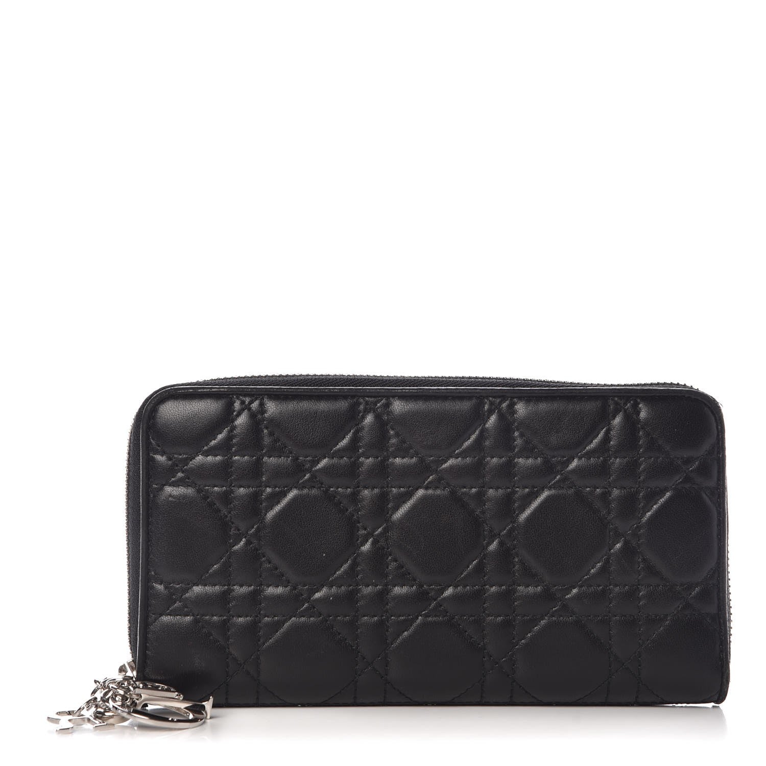 Christian Dior Lambskin Cannage Voyageur Wallet Black 1 of 18