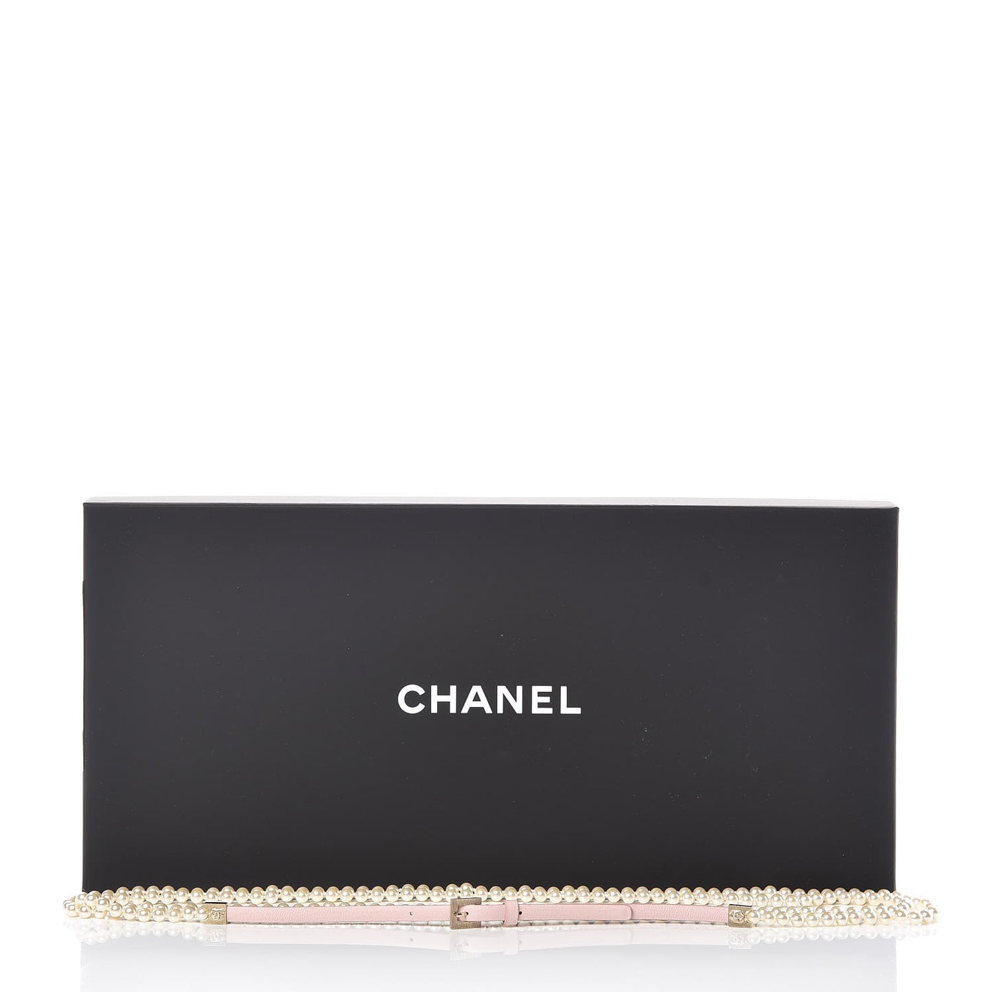 Pearl Lambskin CC Double Strand Belt 85 34 Pink