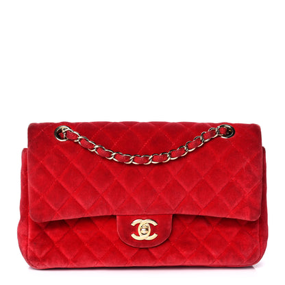 Chanel Velvet Quilted Medium Double Flap Red 1 of 19