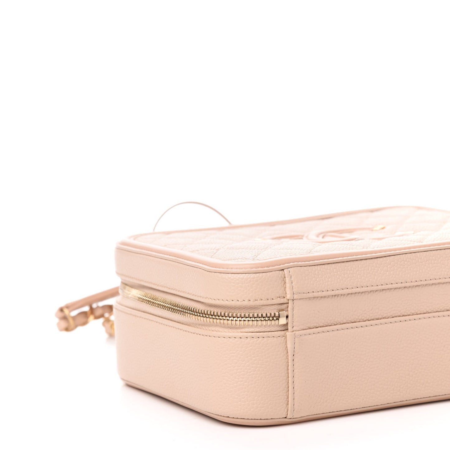 Caviar Quilted Medium CC Filigree Vanity Case Beige
