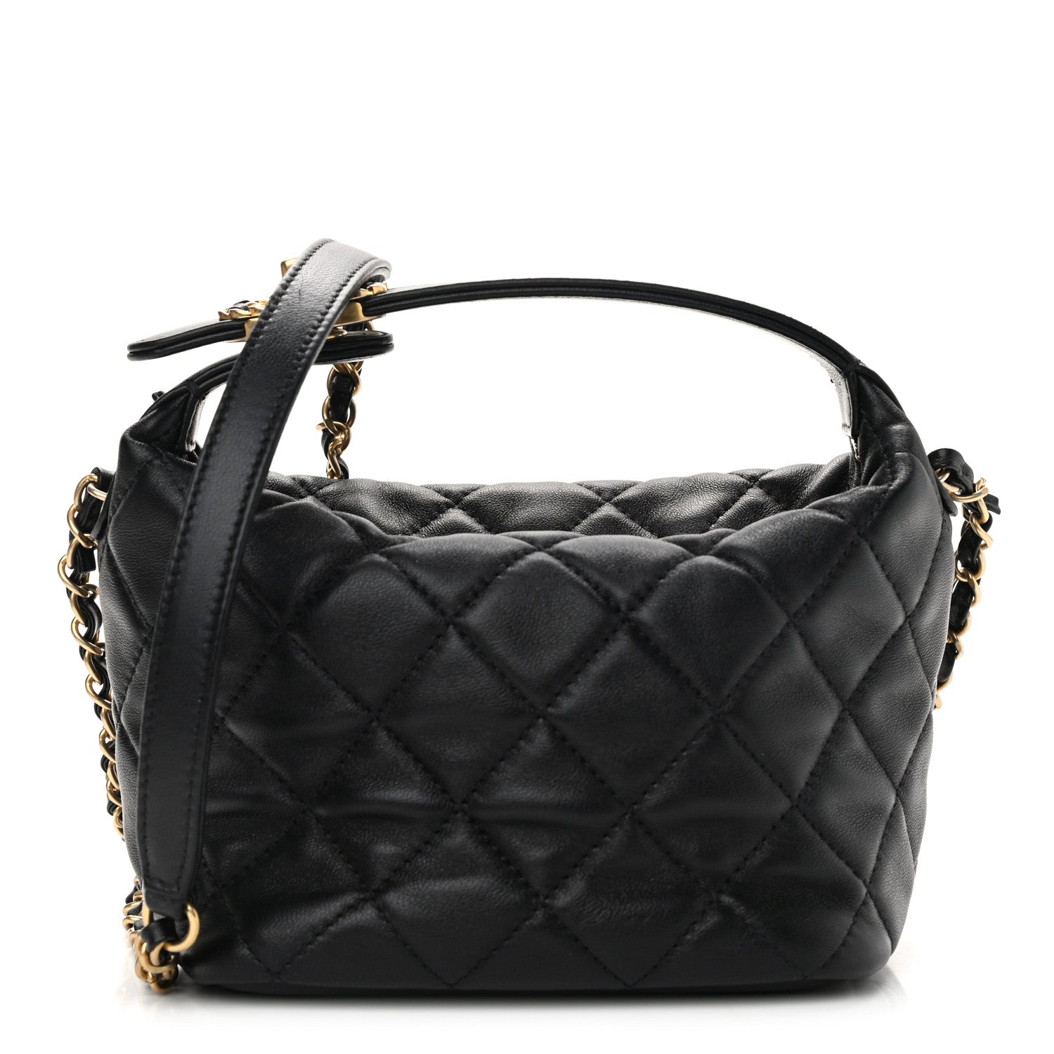 Chanel Lambskin Quilted Small Perfect Meeting Hobo Black 1 of 10