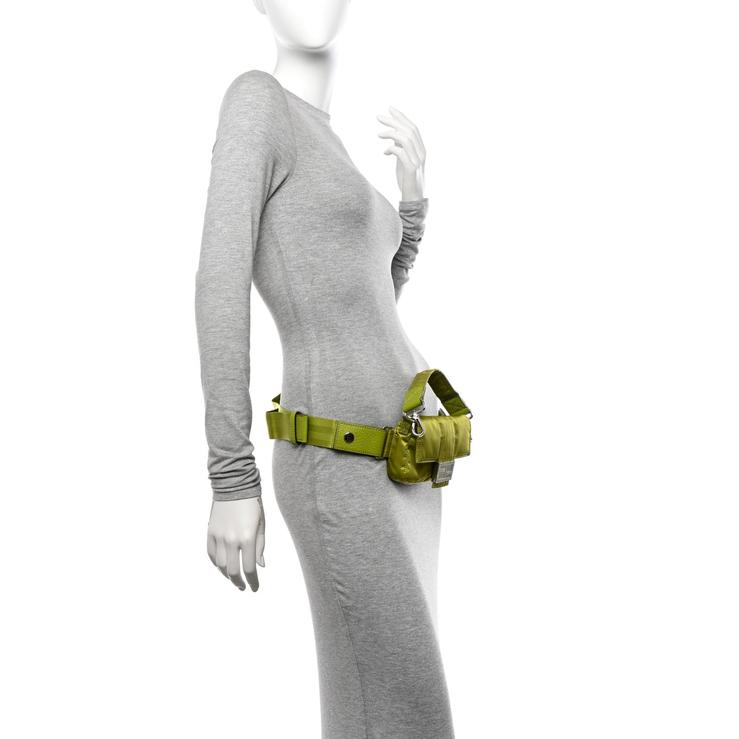 X PORTER Nylon Cuoio Roma Mini Phone Baguette Belt Bag Wasabi