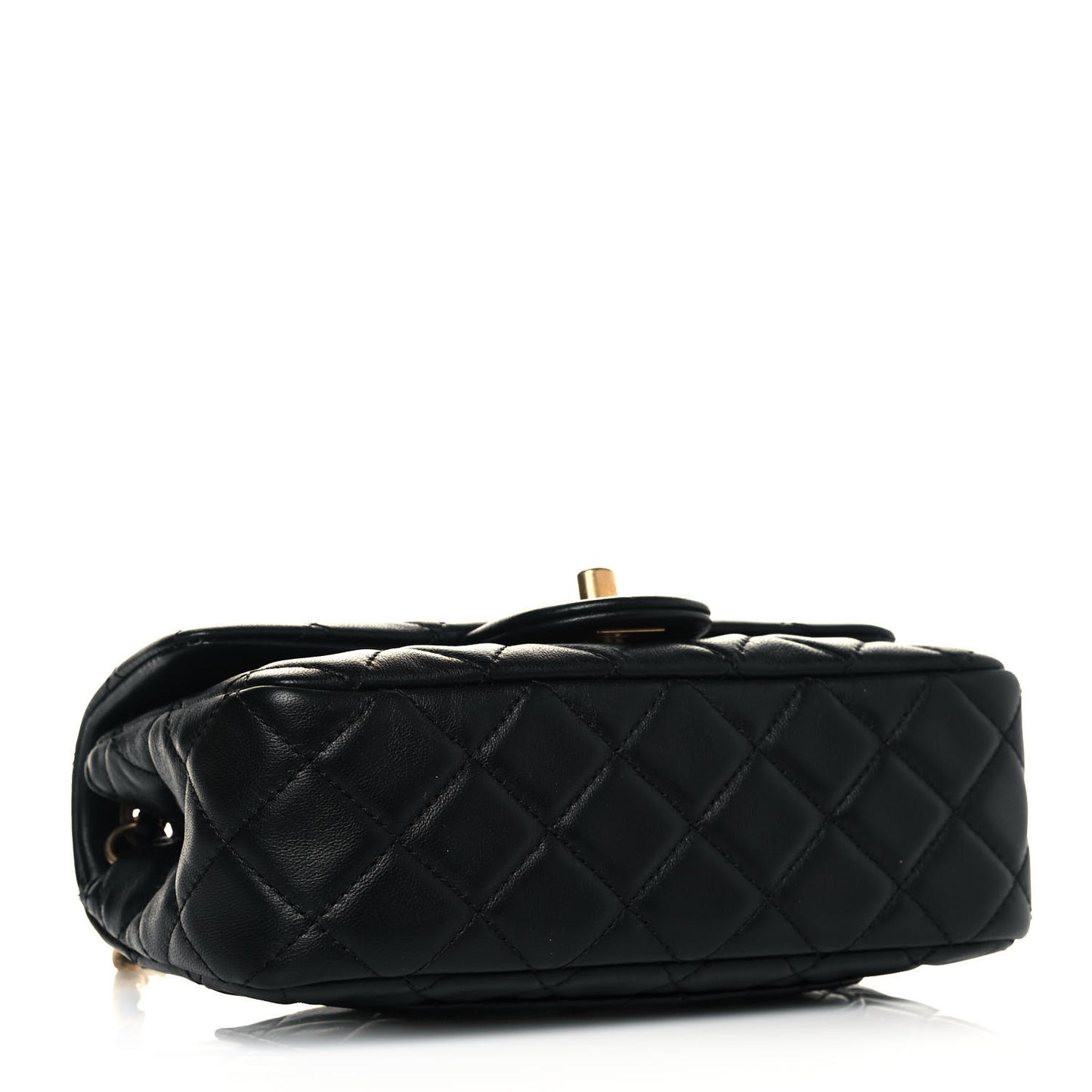 Lambskin Quilted Mini Rectangular Pearl Crush Flap Black