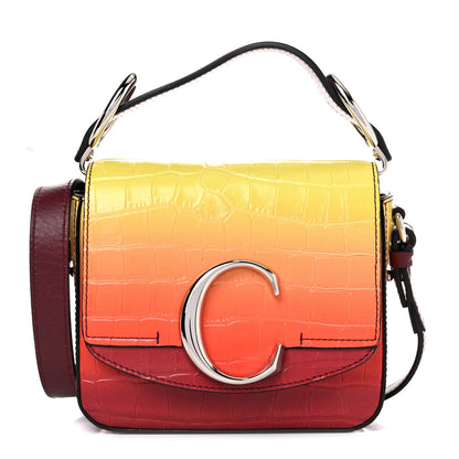 Chloe Calfskin Crocodile Embossed Mini C Double Carry Ombre Yellow 1 of 15