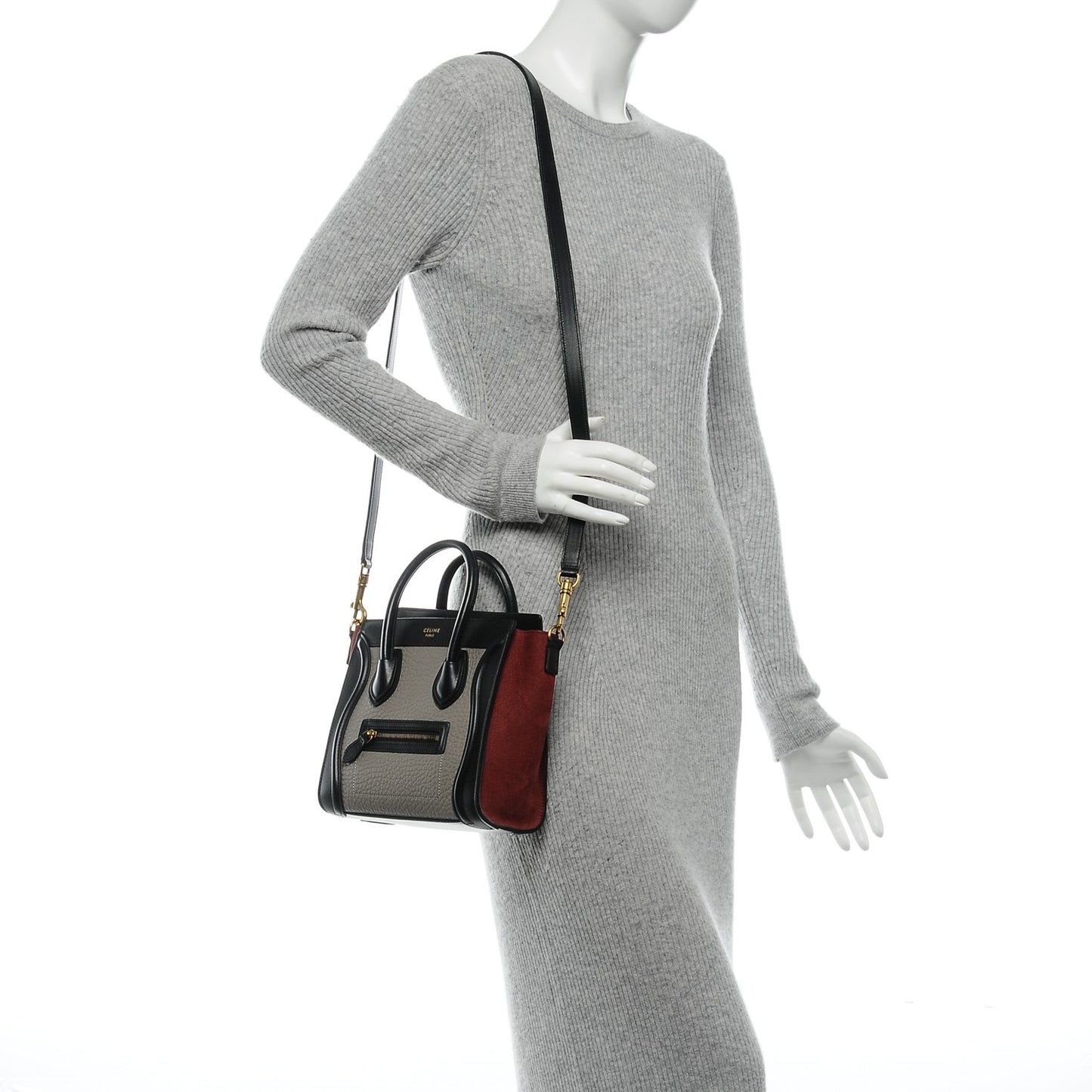 Bullhide Calfskin Suede Nano Tri-Color Luggage Dark Ruby