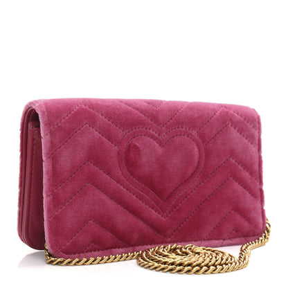 Gucci Velvet Matelasse Love Embroidered GG Marmont Mini Bag Light Raspberry Rose 3 of 9