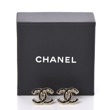 Chanel Enamel CC Baroque Earrings Black Gold 7 of 7