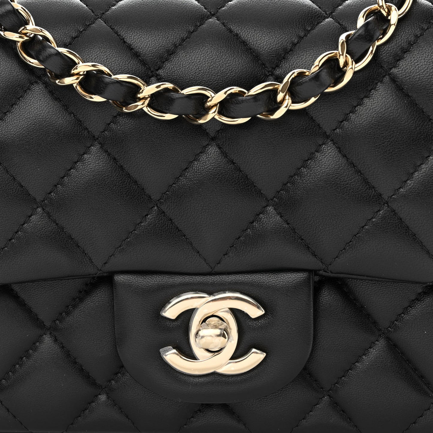 Lambskin Quilted Mini Square Flap Black