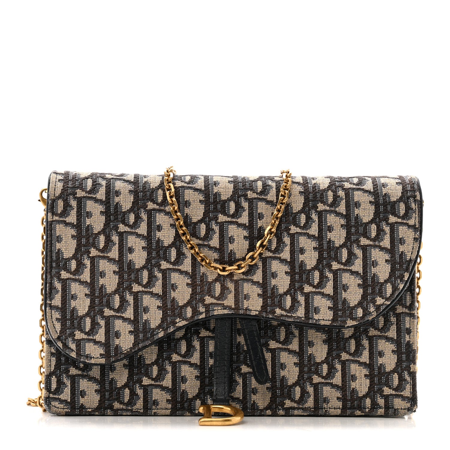 Christian Dior Oblique Saddle Chain Pouch Blue 1 of 17