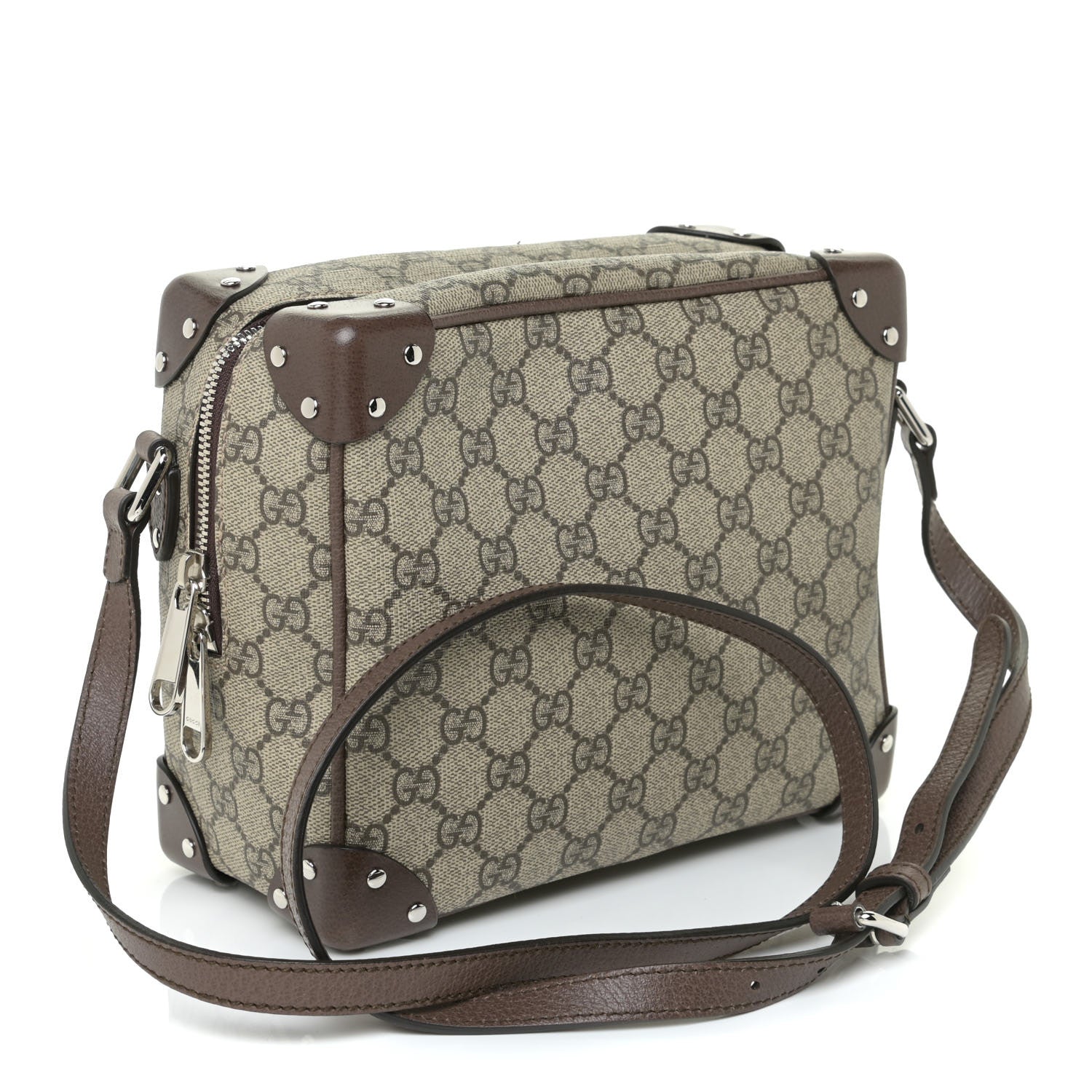Gucci GG Supreme Monogram Textured Calfskin Square Messenger Bag Beige Ebony New Acero 3 of 12