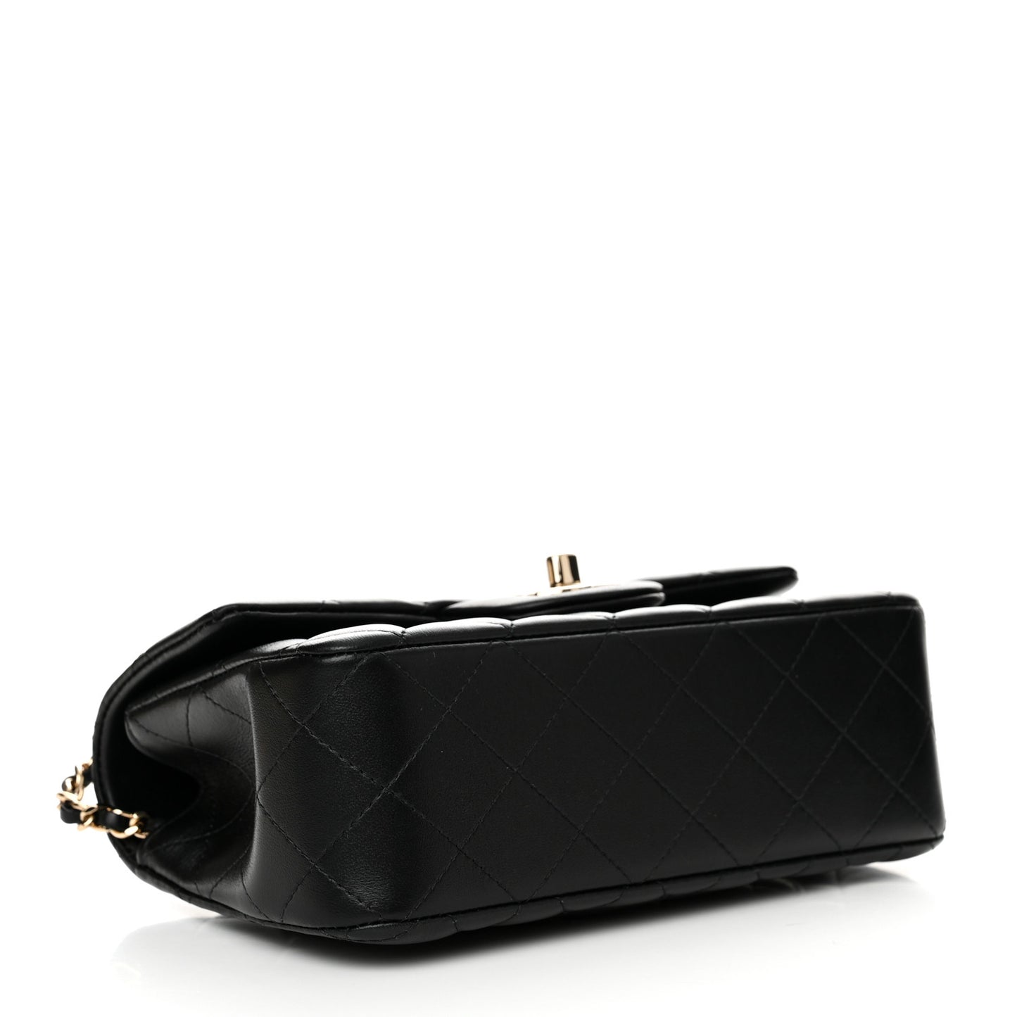 Lambskin Quilted Mini Top Handle Rectangular Flap Black