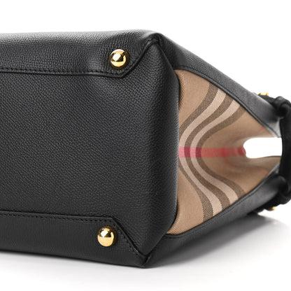 Burberry Grainy Calfskin House Check Large Banner Tote Black 11 of 11