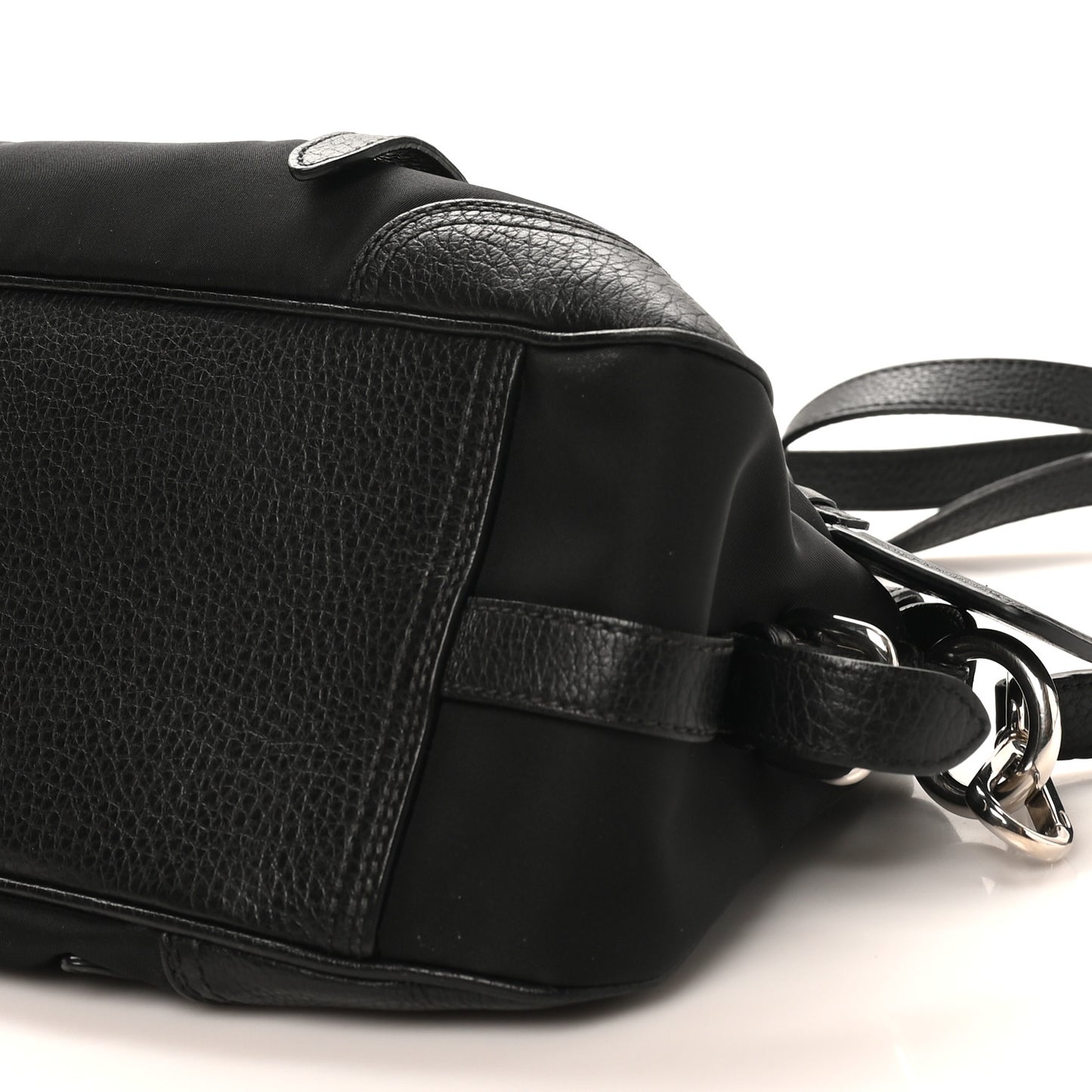 Tessuto Nylon Vitello Daino Shopping Satchel Black