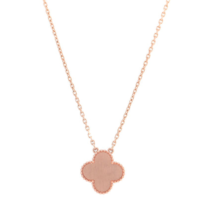 Van Cleef & Arpels 18K Rose Gold Diamond Rhodonite Vintage Alhambra Pendant Necklace 5 of 7