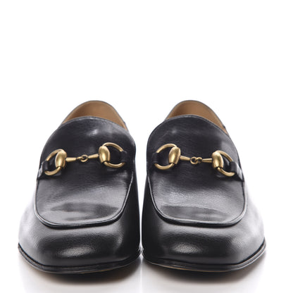 Gucci Goatskin Womens Horsebit Mid-Heel Loafers 37.5 Black 2 of 7