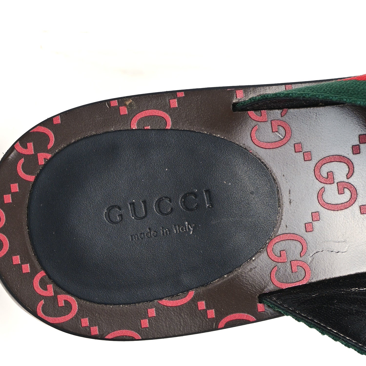 Gucci Nylon Calfskin Web GG Monogram Womens Thong Sandals 41 Green Red Cocoa 8 of 10