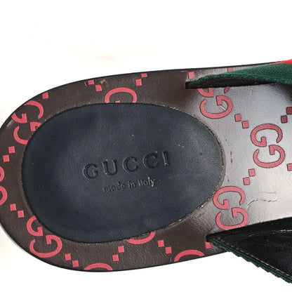 Gucci Nylon Calfskin Web GG Monogram Womens Thong Sandals 41 Green Red Cocoa 8 of 10