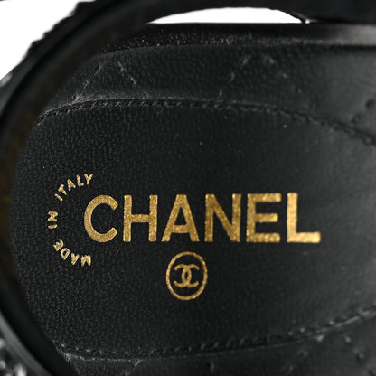 Chanel Sequin Wedge Sandals 40.5 Black 8 of 11