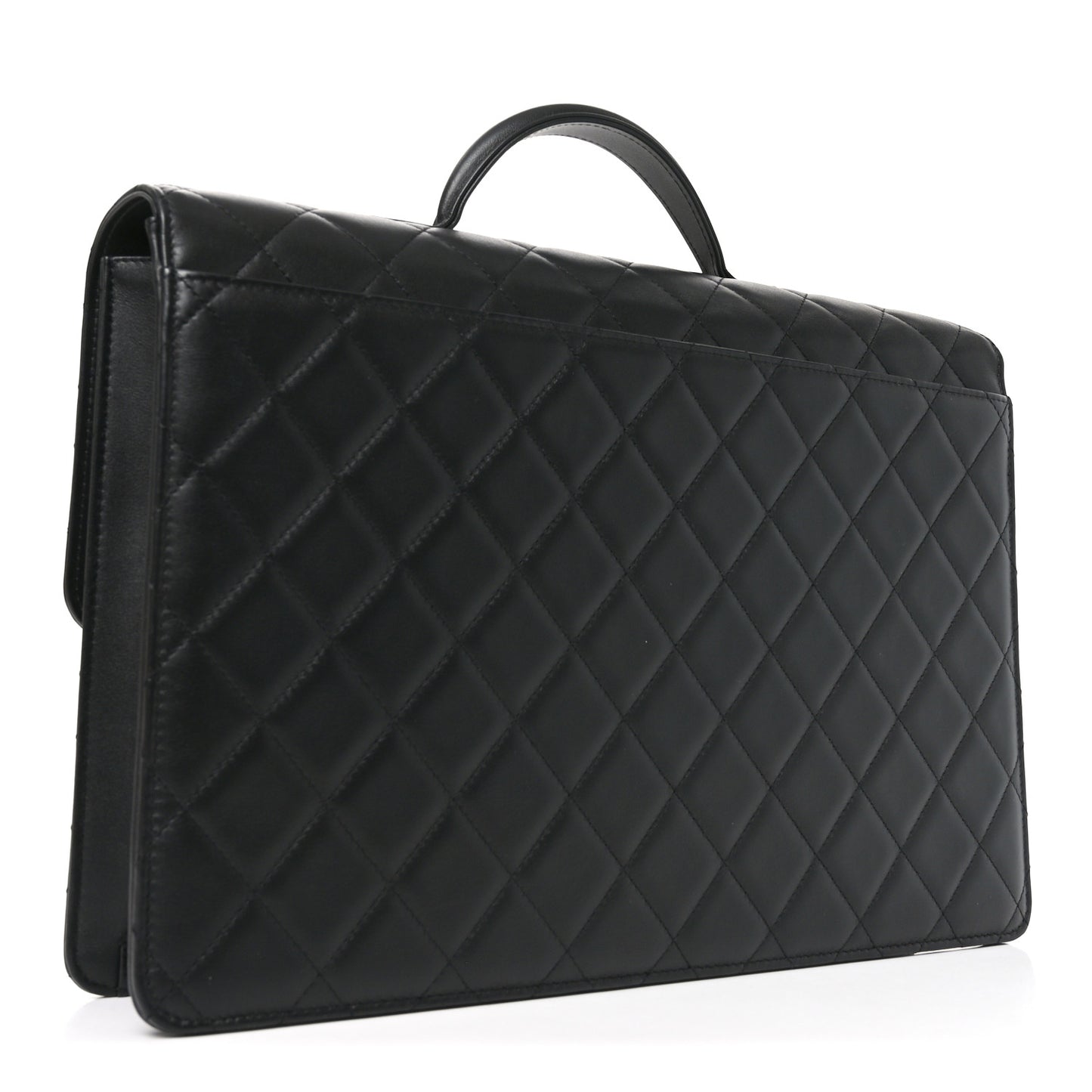 Lambskin Quilted Briefcase Satchel So Black