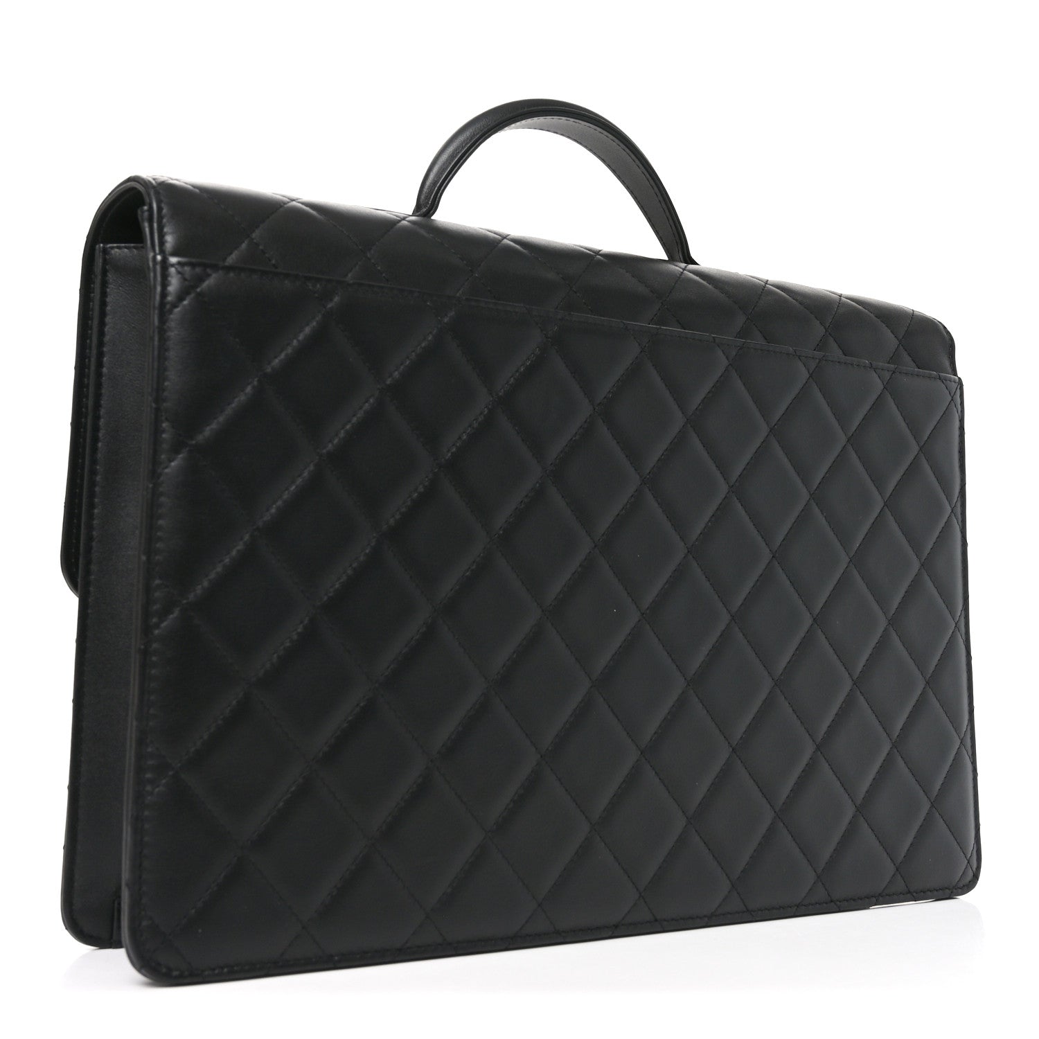 Chanel Lambskin Quilted Briefcase Satchel So Black 3 of 10