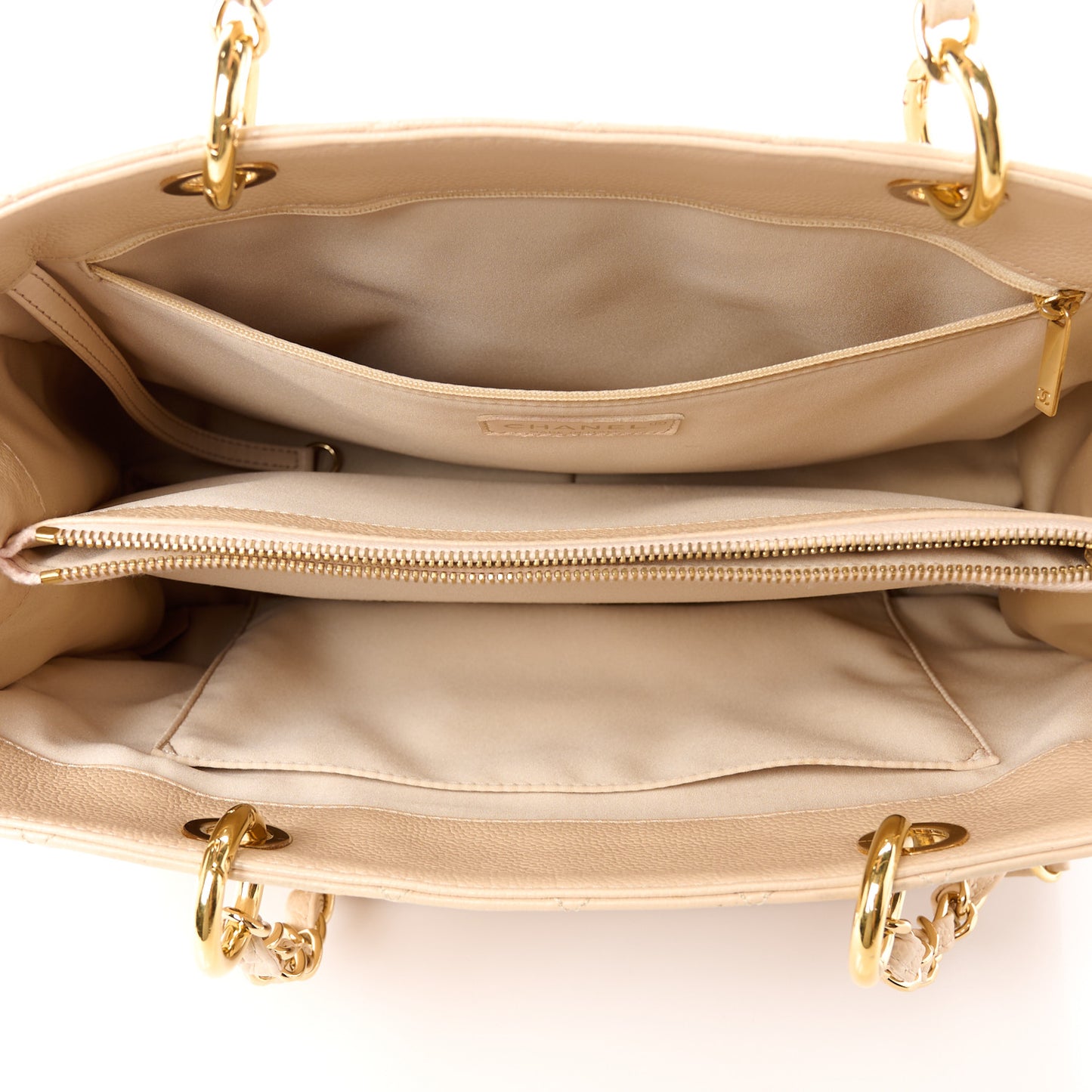 Caviar Quilted Grand Shopping Tote GST Beige Clair