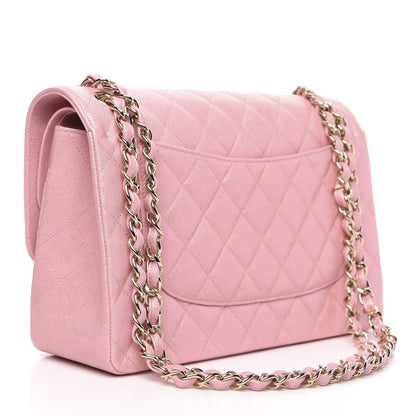 Chanel Iridescent Caviar Quilted Jumbo Double Flap Rose Pink 3 of 11