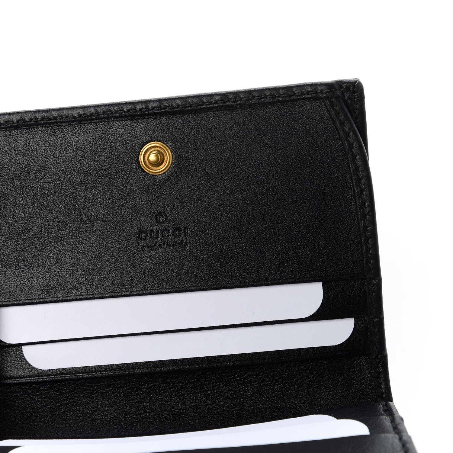 Gucci Calfskin Matelasse GucciGhost GG Marmont Card Case Wallet Black New Acquamarine 8 of 11